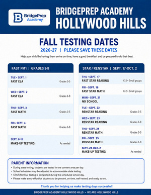UPDATED FALL TESTING CALENDAR